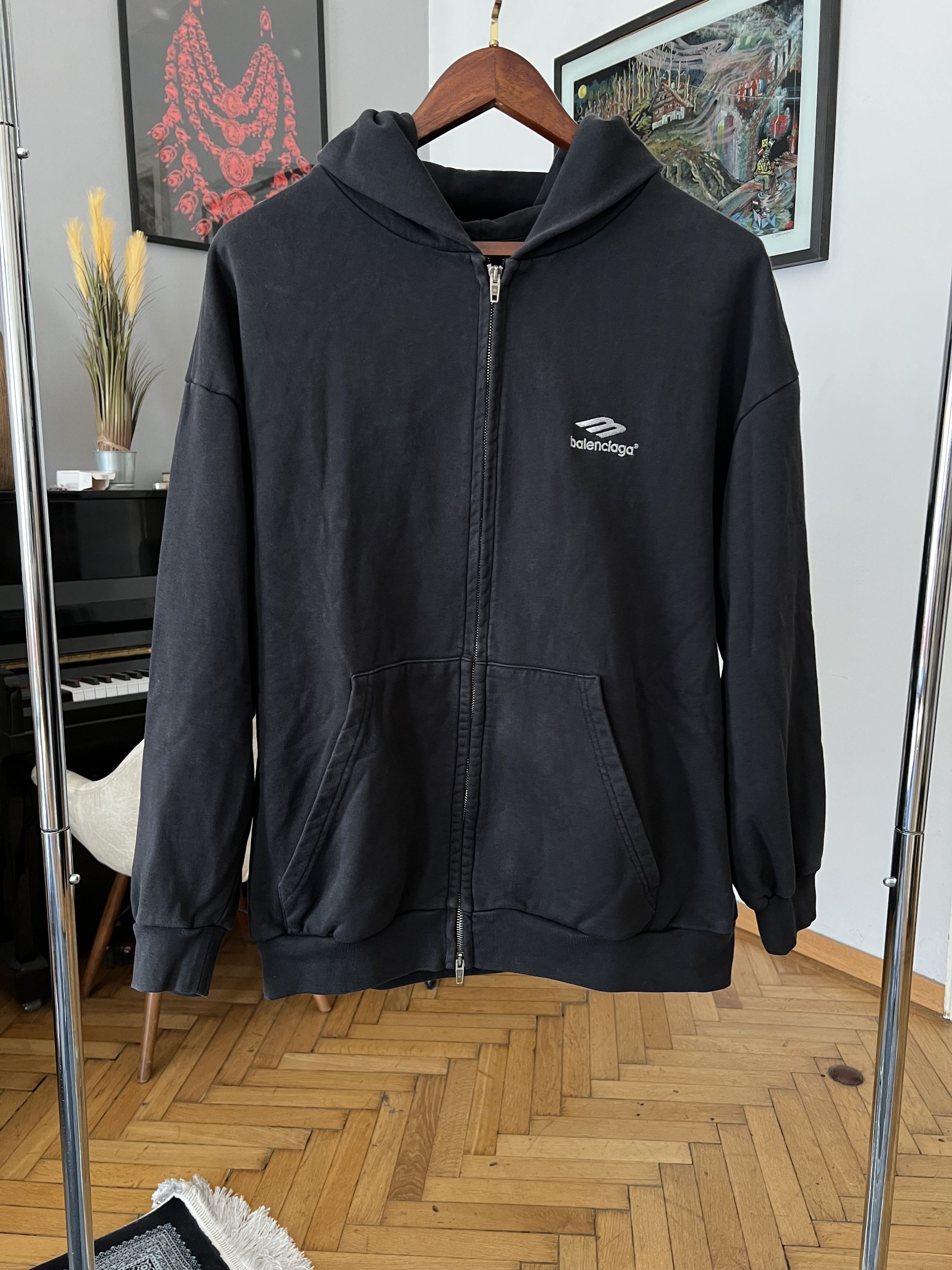Balenciaga Balenciaga Tab Zip Up Hoodie Cropped | Grailed