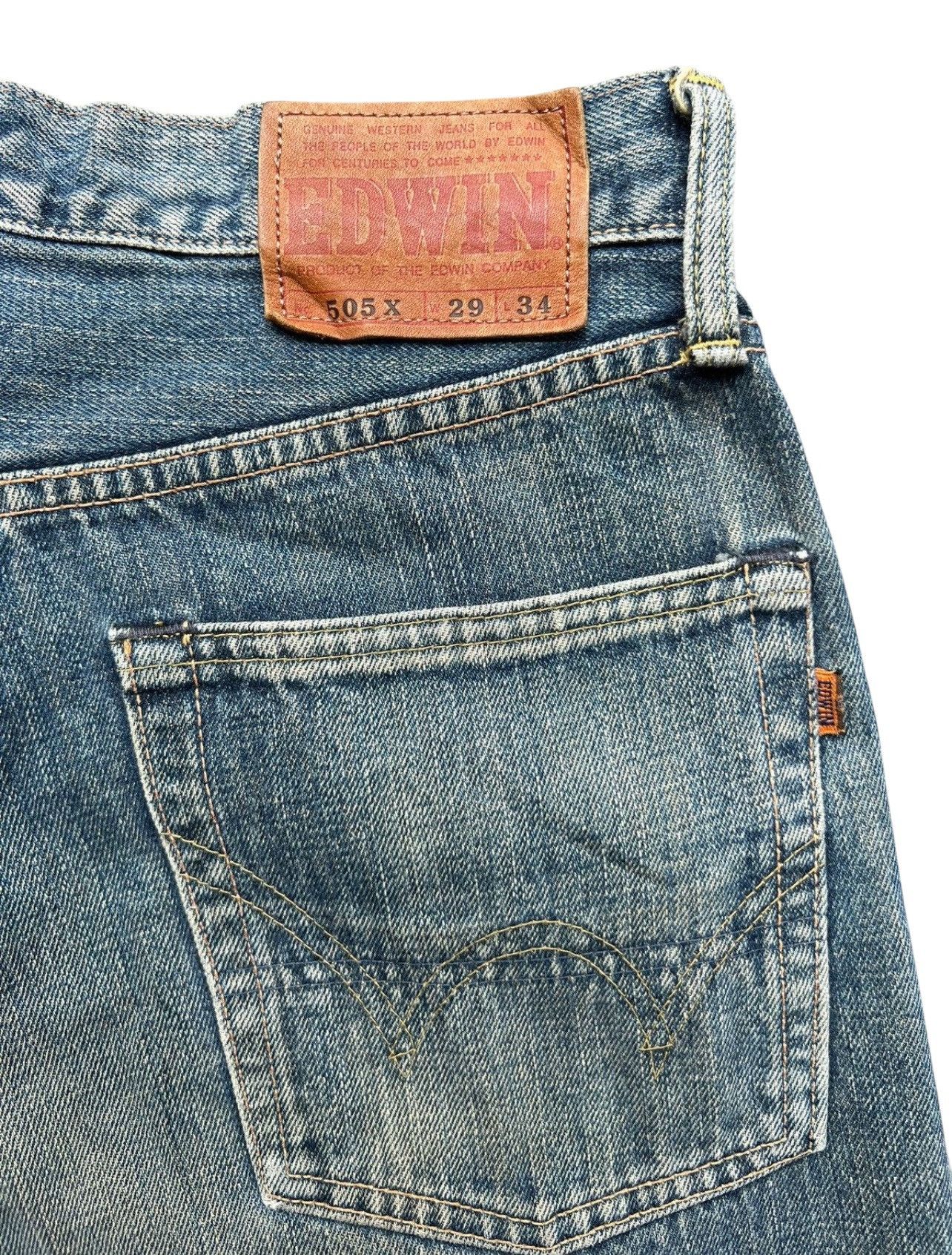 Edwin Vintage Edwin 505x Selvedge Distressed Denim Jeans 31x35 Size US 31 - 13 Thumbnail