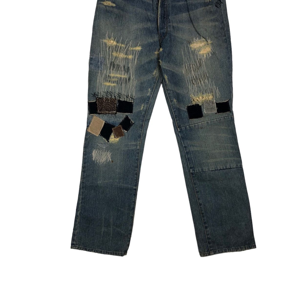 Japanese Brand 🔥Issey Miyake TTU Japan Distressed Denim Jeans Patchwork Size US 30 / EU 46 - 7 Thumbnail