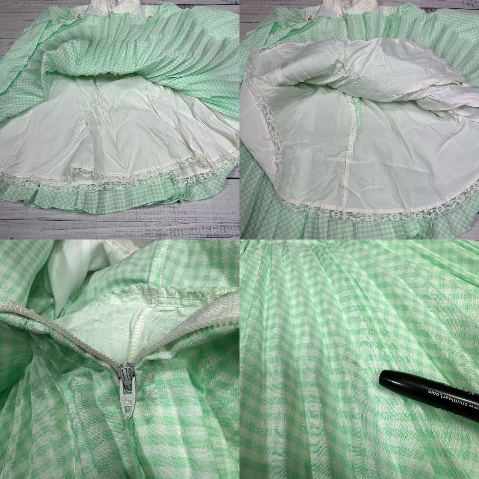 Vintage Vtg Beautique Chris Lynch Long Sleeve Green Gingham Check Dress Sz 6 Tie Waist Girls Size US S / EU 44-46 / 1 - 8 Thumbnail