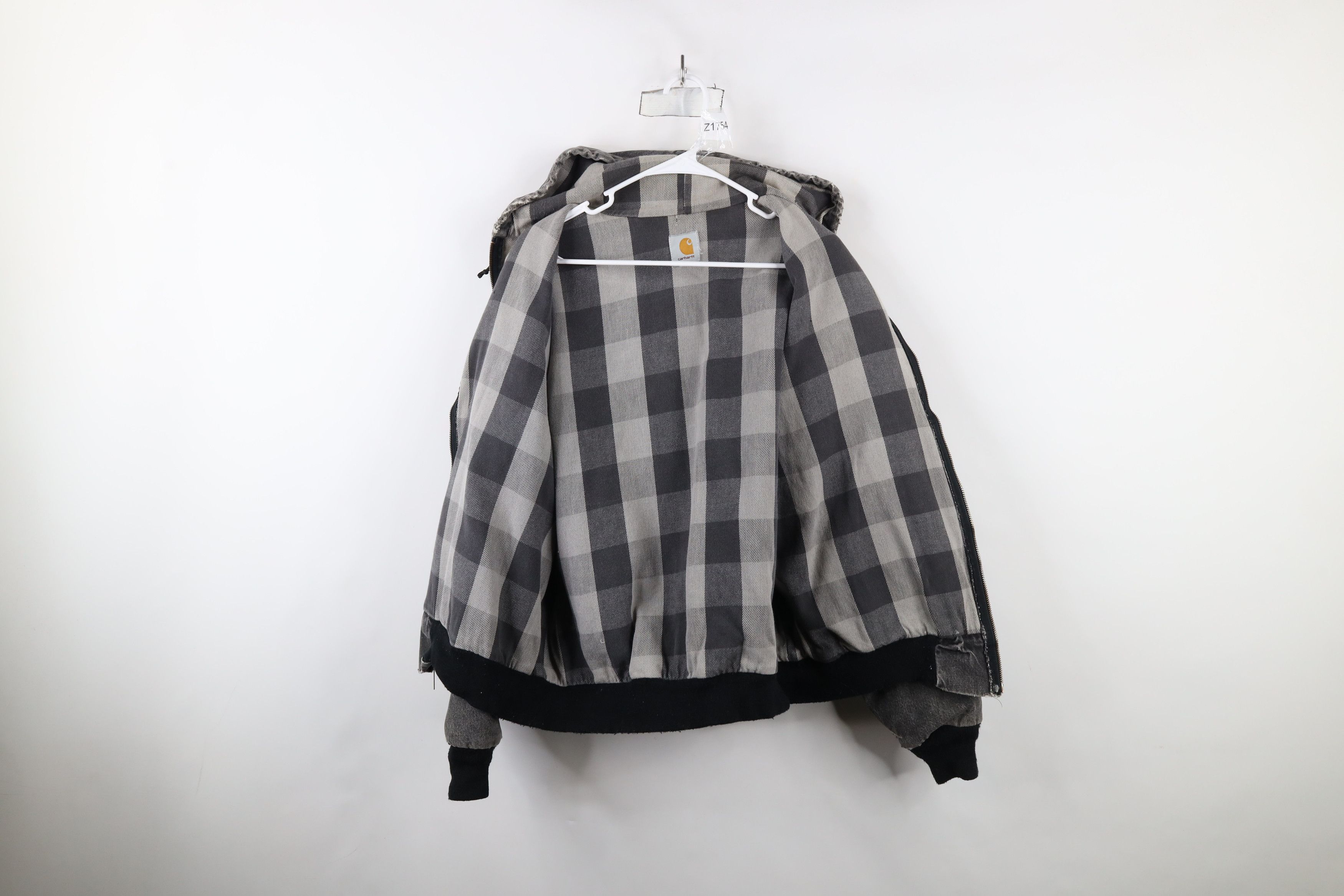 Carhartt Vintage 90s Carhartt Lined Denim Hooded Jacket Gray USA Size US XXL / EU 58 / 5 - 11 Thumbnail
