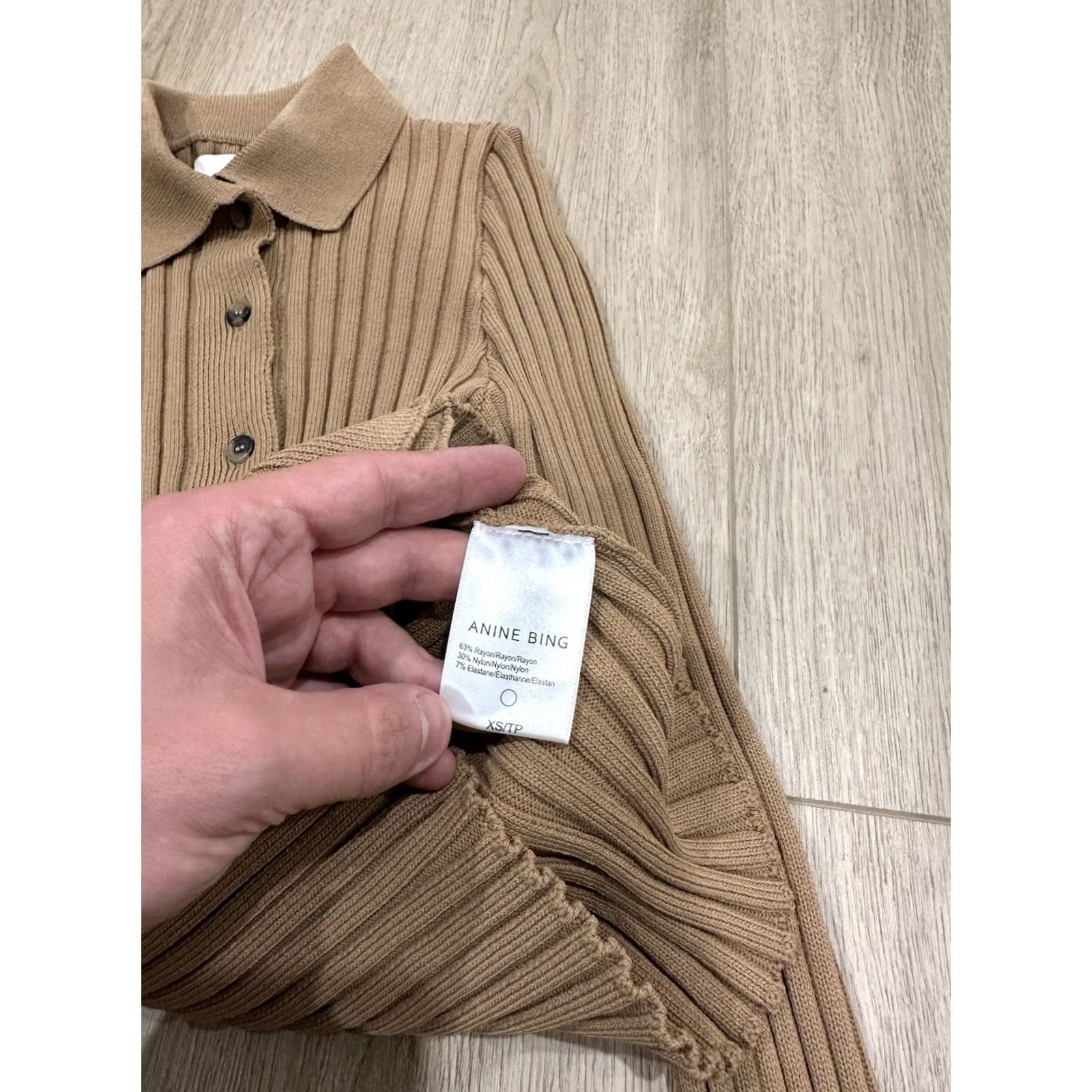 Anine Bing ANINE BING Cardigan Sweater XS Womens Knit Ribbed Collared Cropped Casual Fall Spring Winter Brown Size XS / US 0-2 / IT 36-38 - 4 Thumbnail