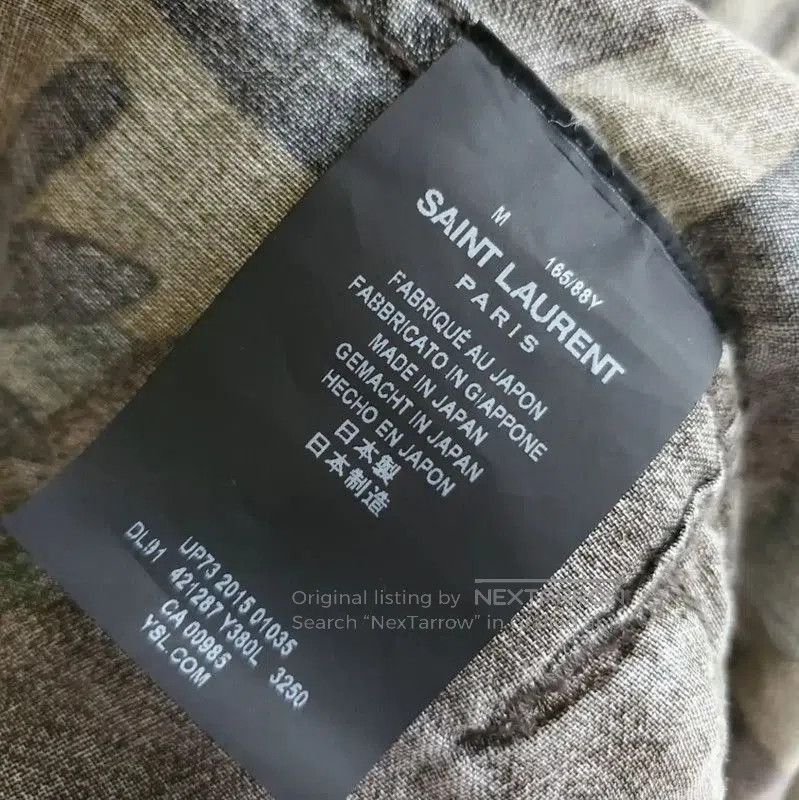 Yves Saint Laurent YSL Army Green Linen Print Long Sleeve Shirt . Size M / US 6-8 / IT 42-44 - 6 Thumbnail