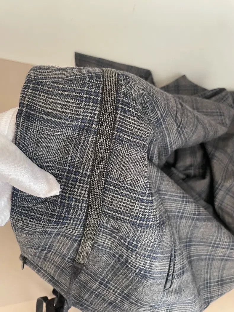 Brunello Cucinelli Brunello Cucinelli Grey Check New Wool Trousers Size 26" / US 2 / IT 38 - 8 Thumbnail