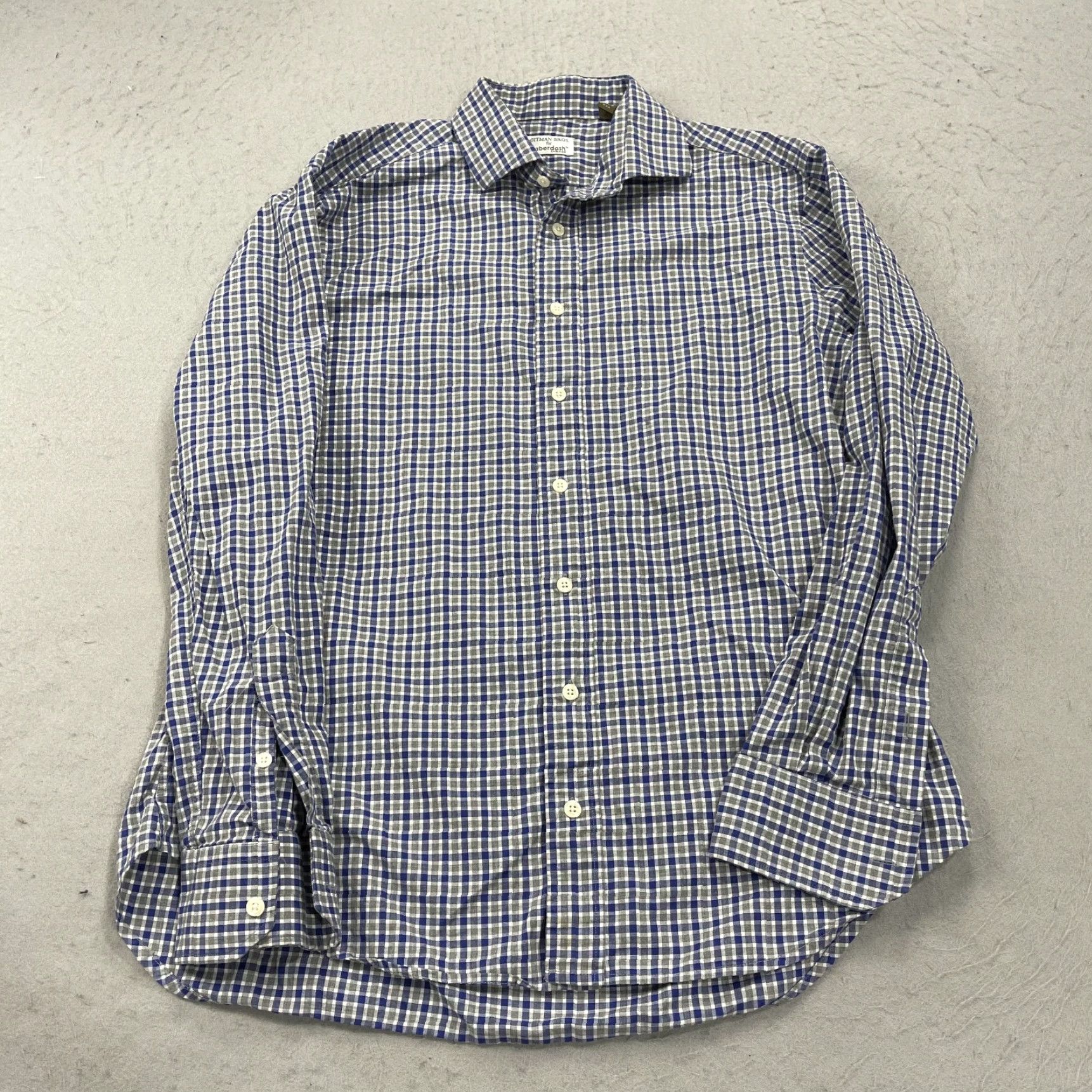Vintage VINTAGE Gitman Bros Shirt Mens Large Blue Gray Check Haberdash Cotton Made USA Size US L / EU 52-54 / 3 - 2 Thumbnail
