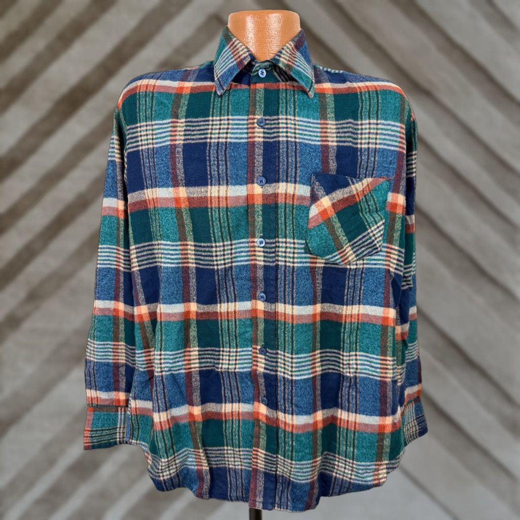 Altea VINTAGE VIP Flannel Shirt Men M Teal Plaid 80s Grunge Lightweight Pockets Mens Medium Blue 80s Grunge Retro Size US M / EU 48-50 / 2 - 1 Thumbnail