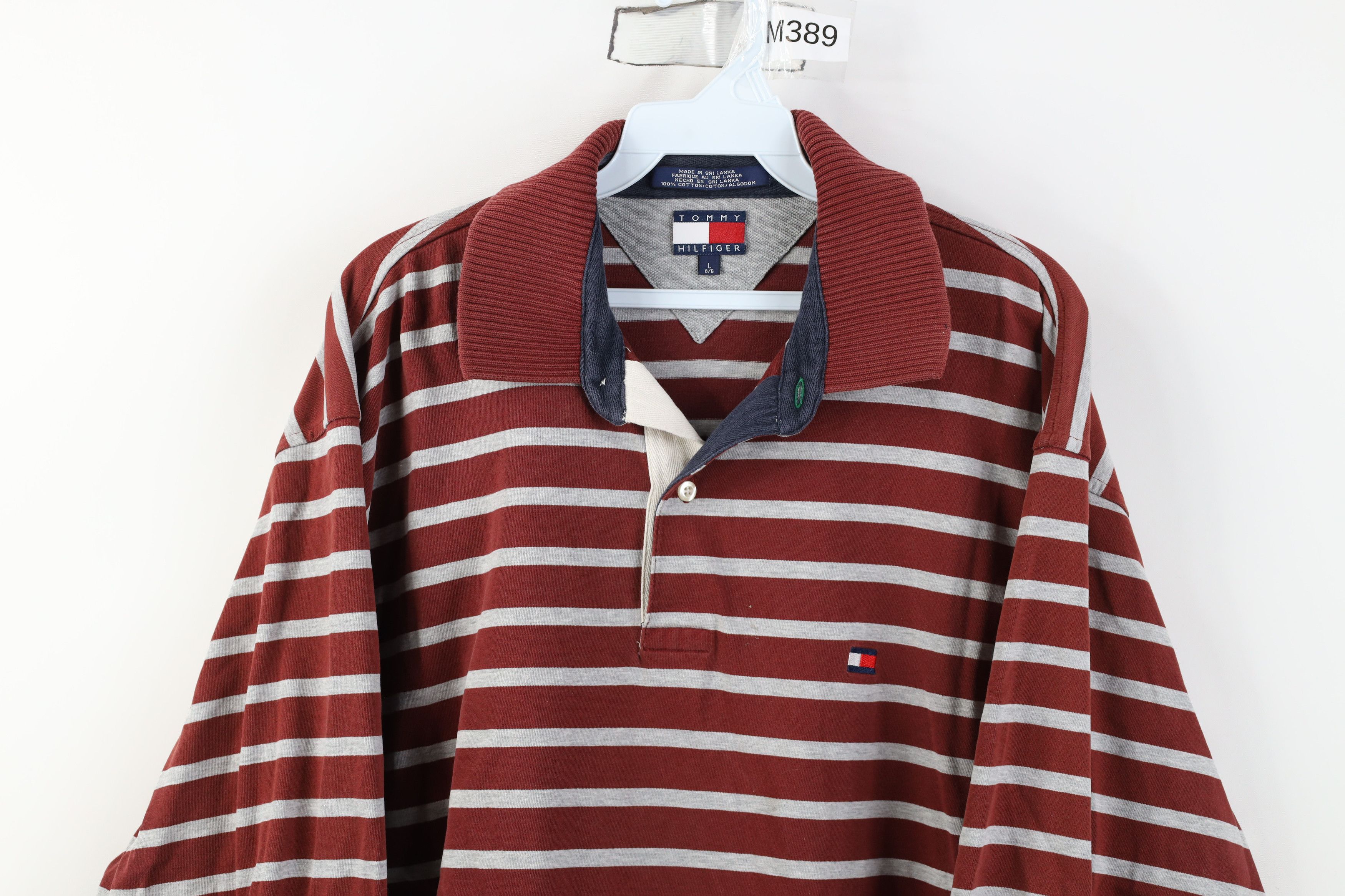 Tommy Hilfiger Vintage 90s Tommy Hilfiger Striped Long Sleeve Rugby Polo Size US L / EU 52-54 / 3 - 2 Thumbnail