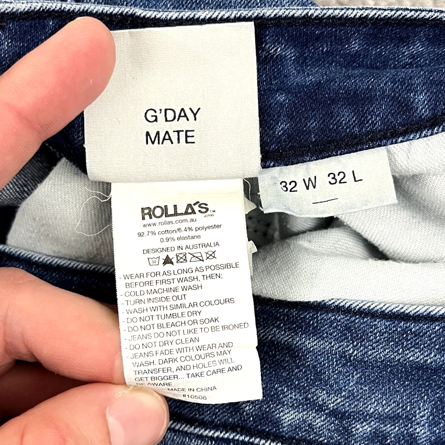 Denime ROLLAS Jeans Mens 32 x 32 (Fits 31x31) Stinger Skinny Fit Stretch Blue Denim Size US 32 / EU 48 - 7 Thumbnail