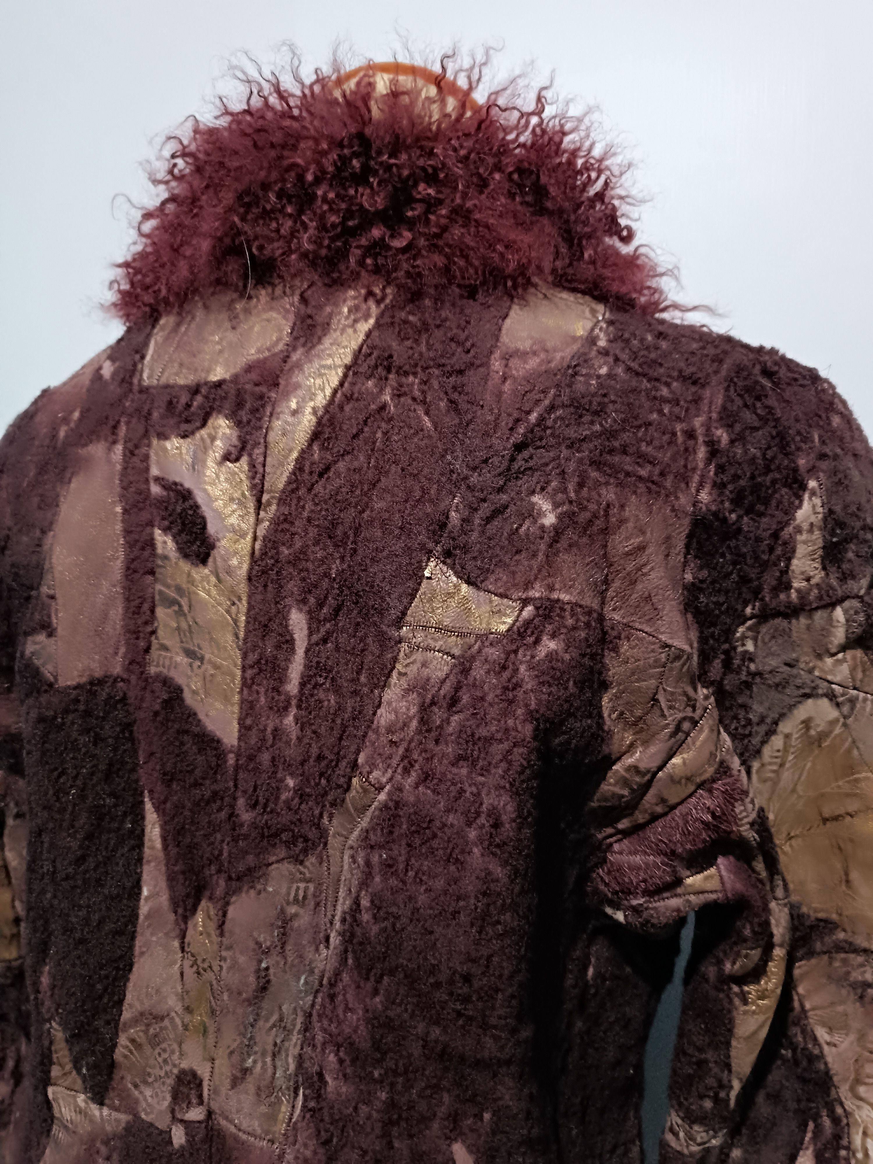 Other Extra Fine Leather Jacket Fur Mix Pabric Coats Red Purple Size ONE SIZE - 5 Thumbnail