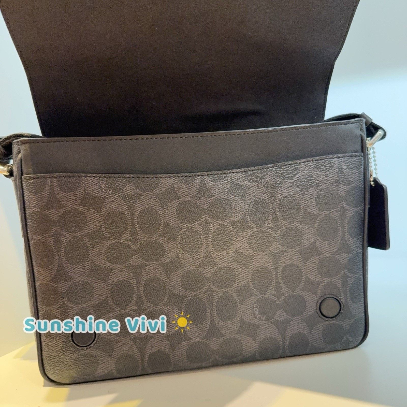 Coach NWT Coach Jack Messenger Bag Canvas CDX87 Black Signature Size ONE SIZE - 5 Thumbnail