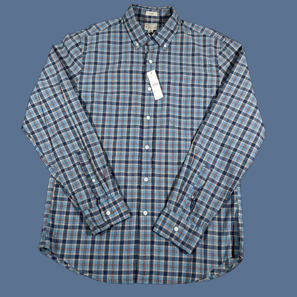 J.Crew VINTAGE J.CREW Shirt Mens Medium Blue Plaid Slim Stretch Button-Down Casual Size US M / EU 48-50 / 2 - 1 Thumbnail