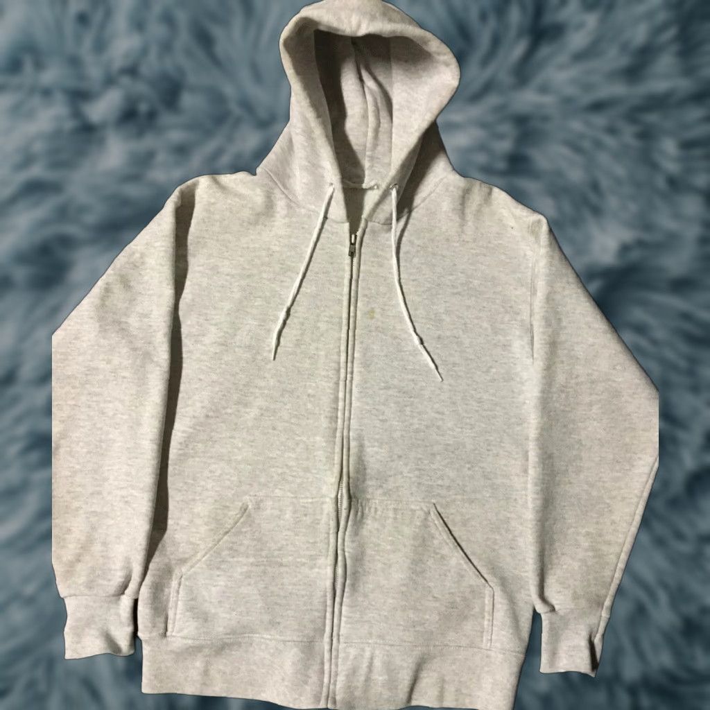 Vintage VINTAGE American Vintage Gray Zip Hoodie Sweatshirt M USA 80s 90s Blank Track Biker Punk Surf Skate Mens Size US M / EU 48-50 / 2 - 1 Thumbnail
