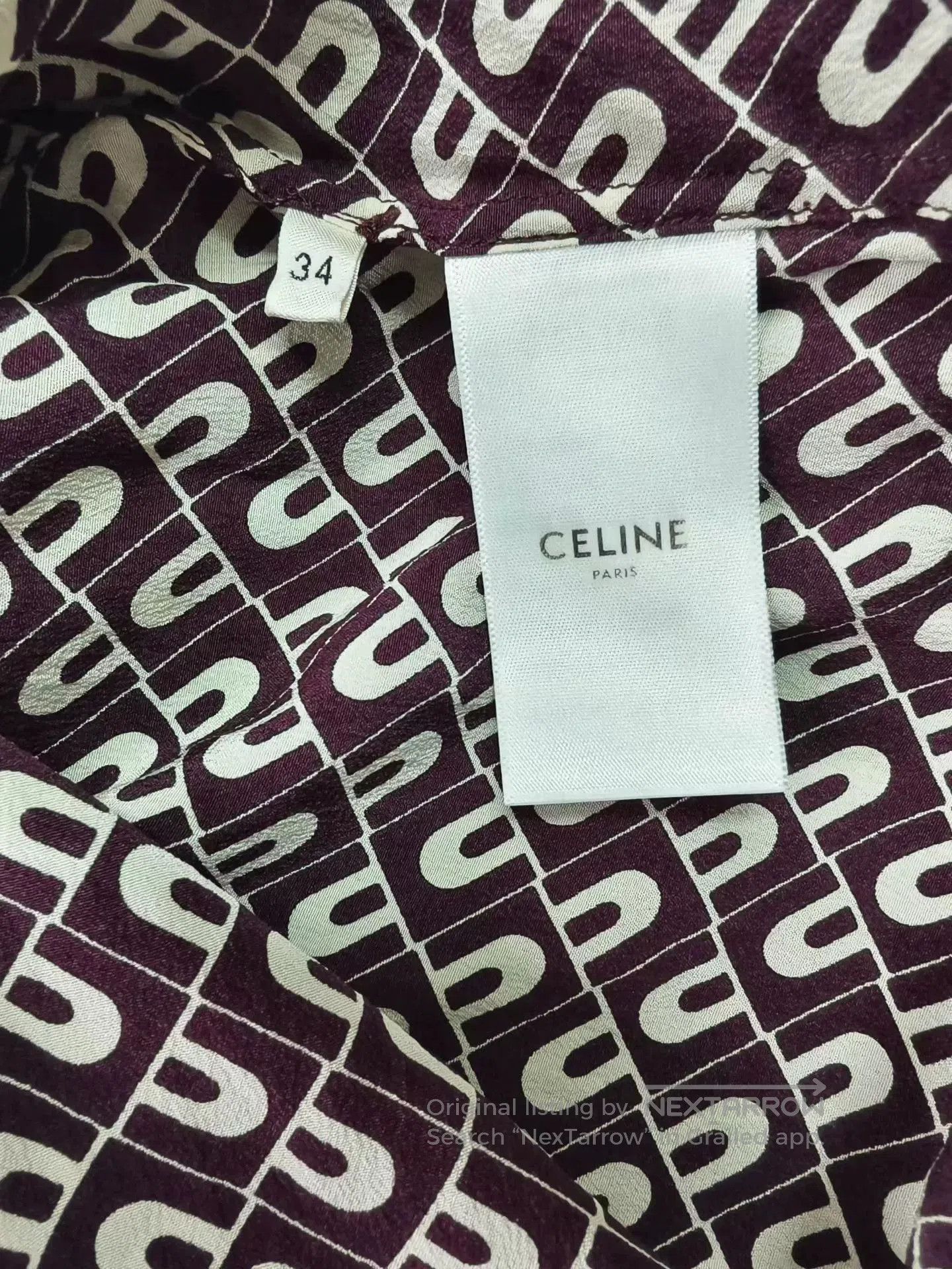 Celine Celine Black White Printed Silk Shirt. Size XXS / US 00 / IT 34 - 4 Thumbnail