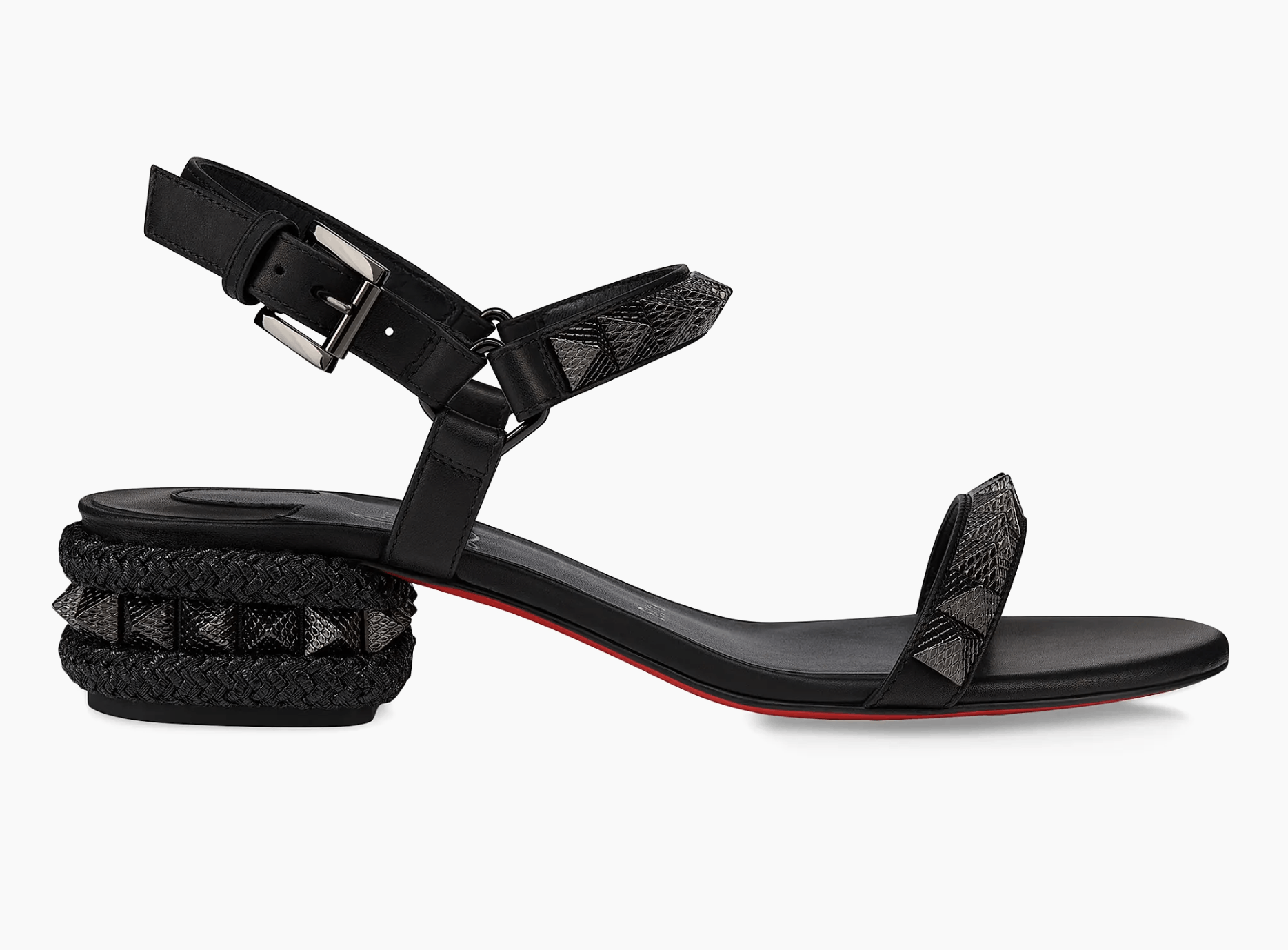 Christian Louboutin Pyrasand 30 Black Leather Block Heel Ankle Strap Sandal 35.5 Size US 5.5 / IT 35.5 - 4 Thumbnail