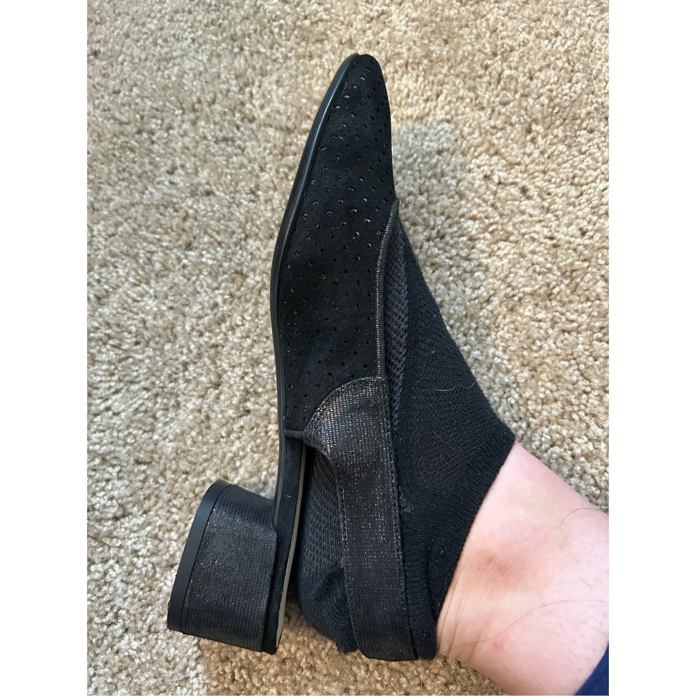 Norma Kamali Amalfi by Rangoni NWOT Black Perforated Slingback Block Heels, Size 9.5, MP $165 Size US 9.5 / IT 39.5 - 16 Thumbnail