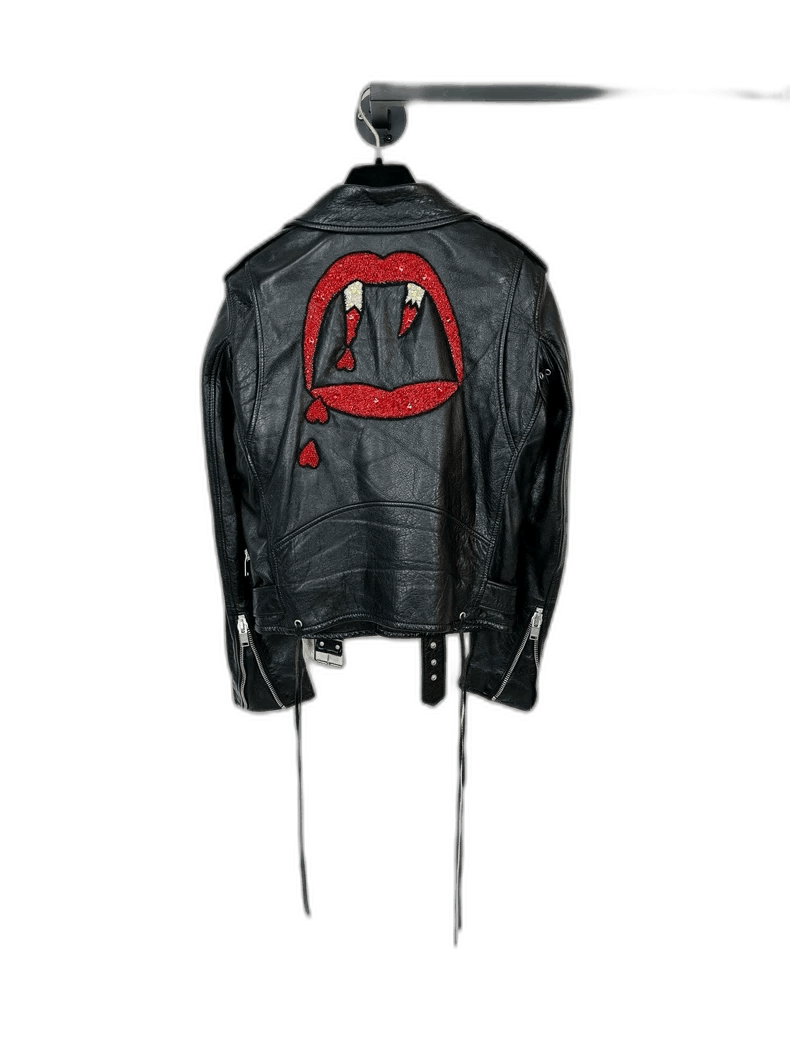 Saint Laurent Paris Saint Laurent Black Leather Jacket with Embroidery Size US S / EU 44-46 / 1 - 1 Thumbnail