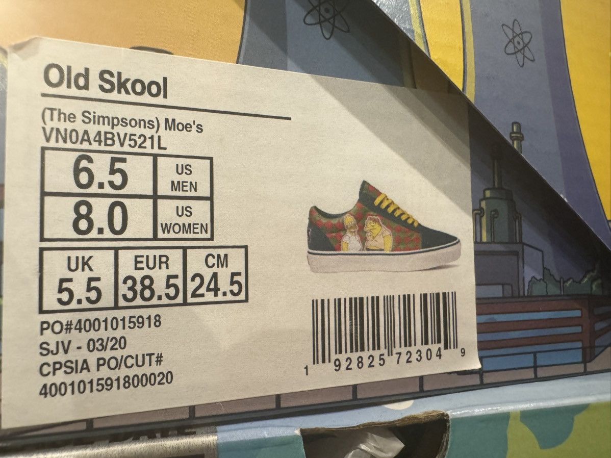 The Simpsons × Vans Size US 6.5 Vans Old Skool The Simpsons Moe's Bar Green Size US 6.5 / EU 39-40 - 11 Thumbnail