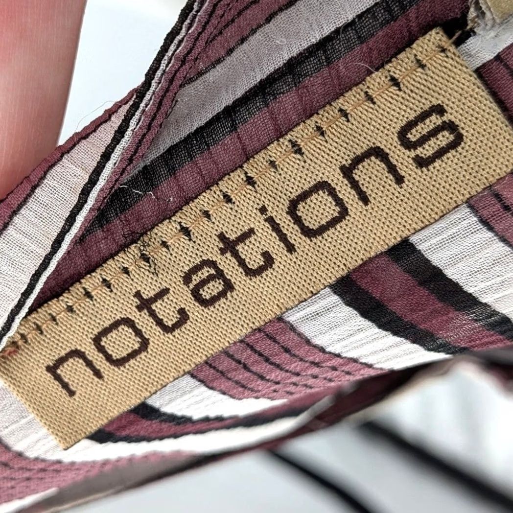 Vintage Notations Boho Stripe Blouse XL Womens Purple Stripe Lightweight Sheer Button Front Vintage-Inspired Size XL / US 12-14 / IT 48-50 - 3 Thumbnail