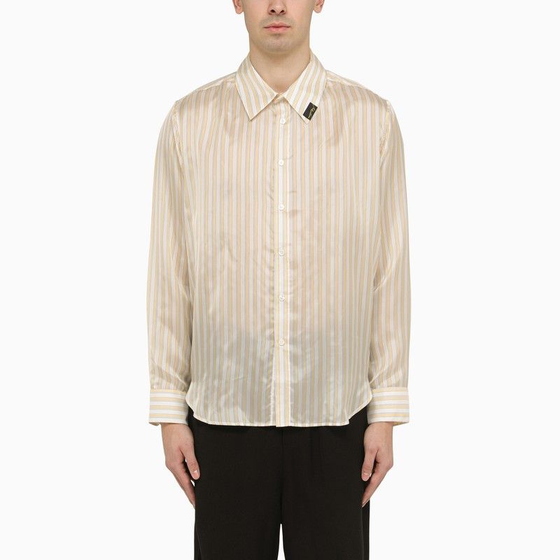 image of Martine Rose Striped Rayon Shirt in Yellow, Men's (Size Large)