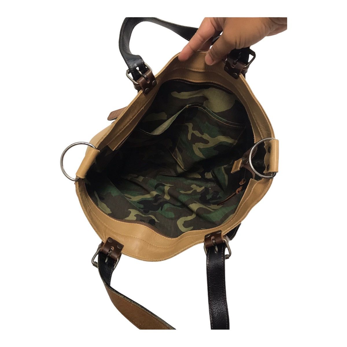Japanese Brand × Leather Army Military Full Leather Tote Bag Bag Size ONE SIZE - 7 Thumbnail