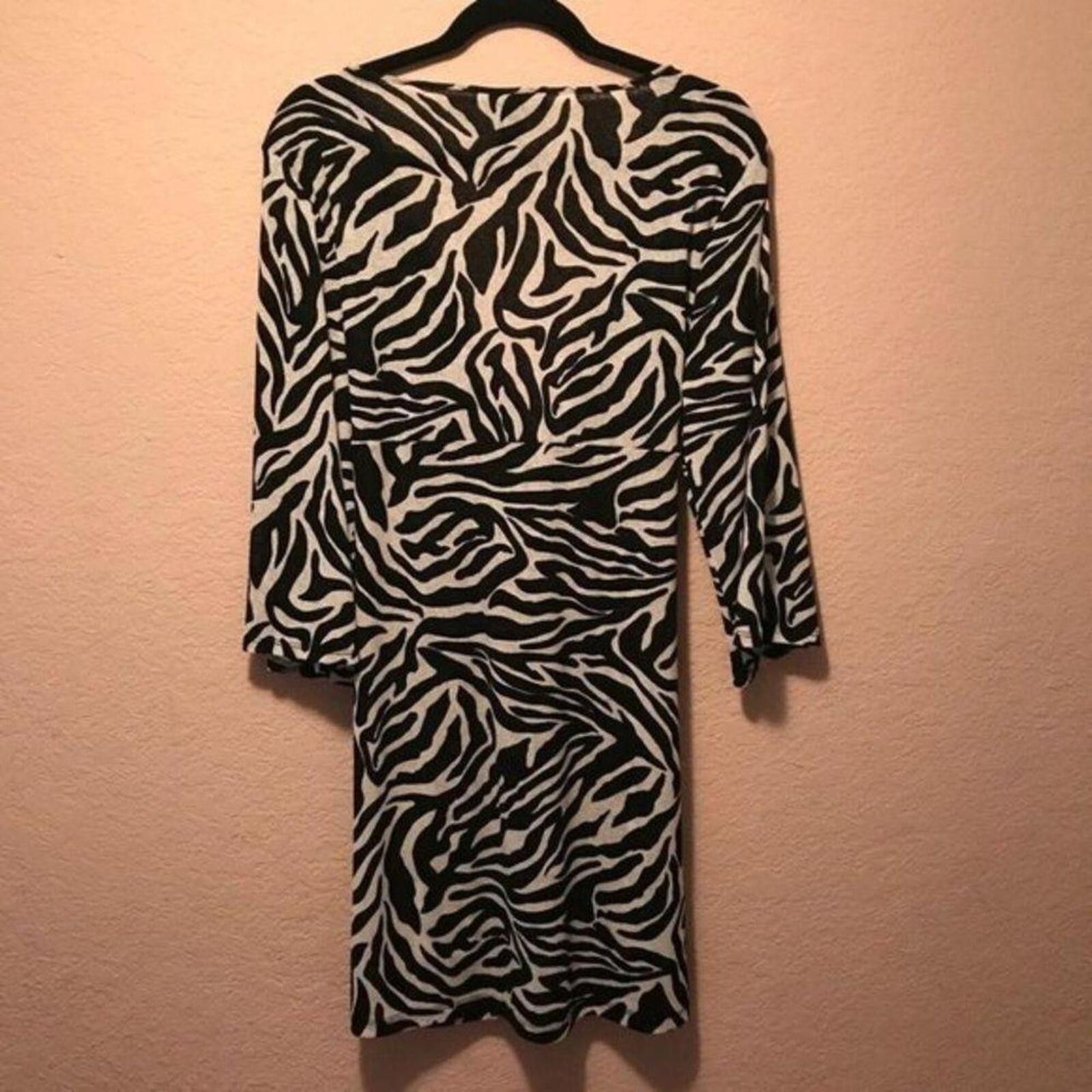 Other Inc Black and White Zebra Print Dress with 3/4 Sleeves Size M / US 6-8 / IT 42-44 - 3 Thumbnail