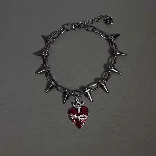 Other Gothic Thorn Red Heart Pendant Necklace Size ONE SIZE - 7 Thumbnail