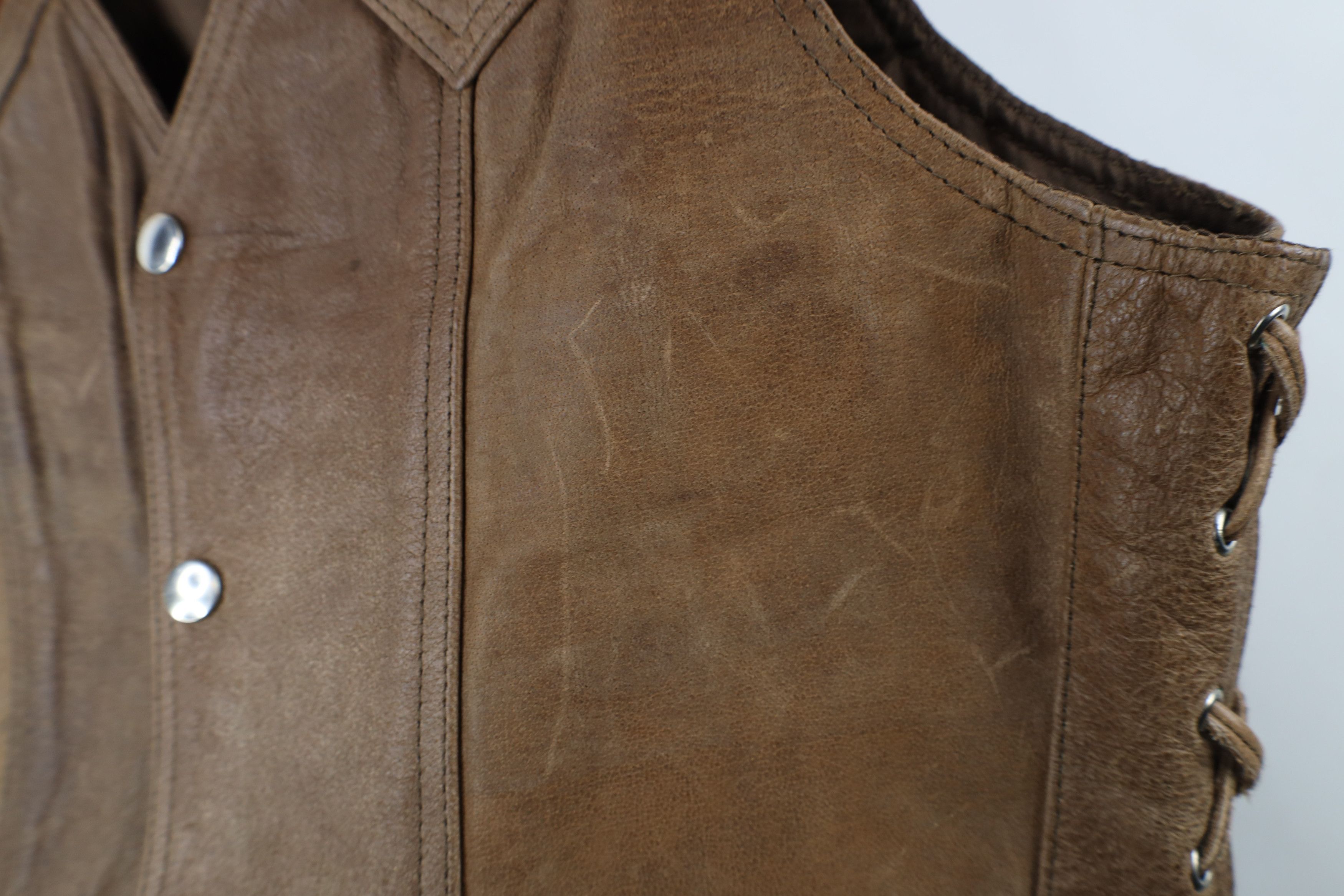 Vintage Vintage 90s Wings Gold Road Raiders Michigan Leather Vest Size US M / EU 48-50 / 2 - 7 Thumbnail