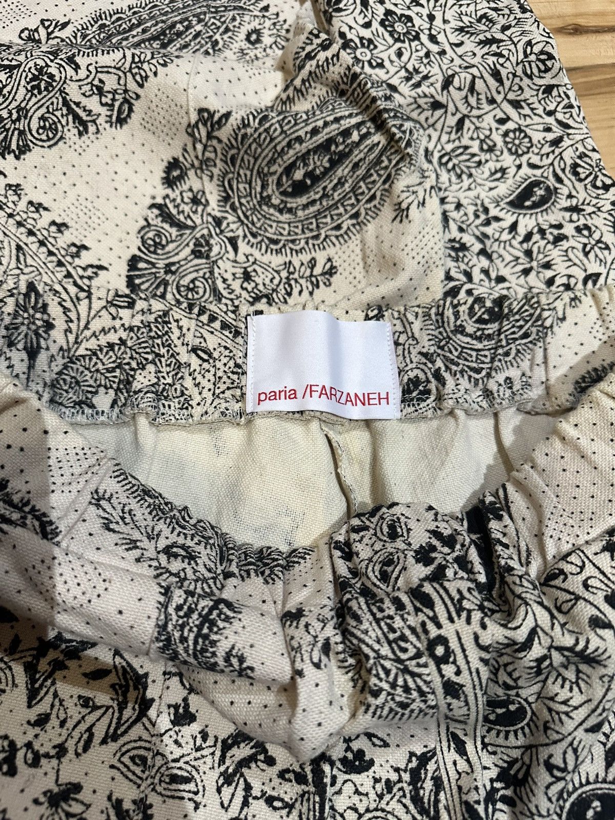 Paria Farzaneh 2021 Persian Paisley Hand Printed Pants Large Size US 34 / EU 50 - 3 Thumbnail