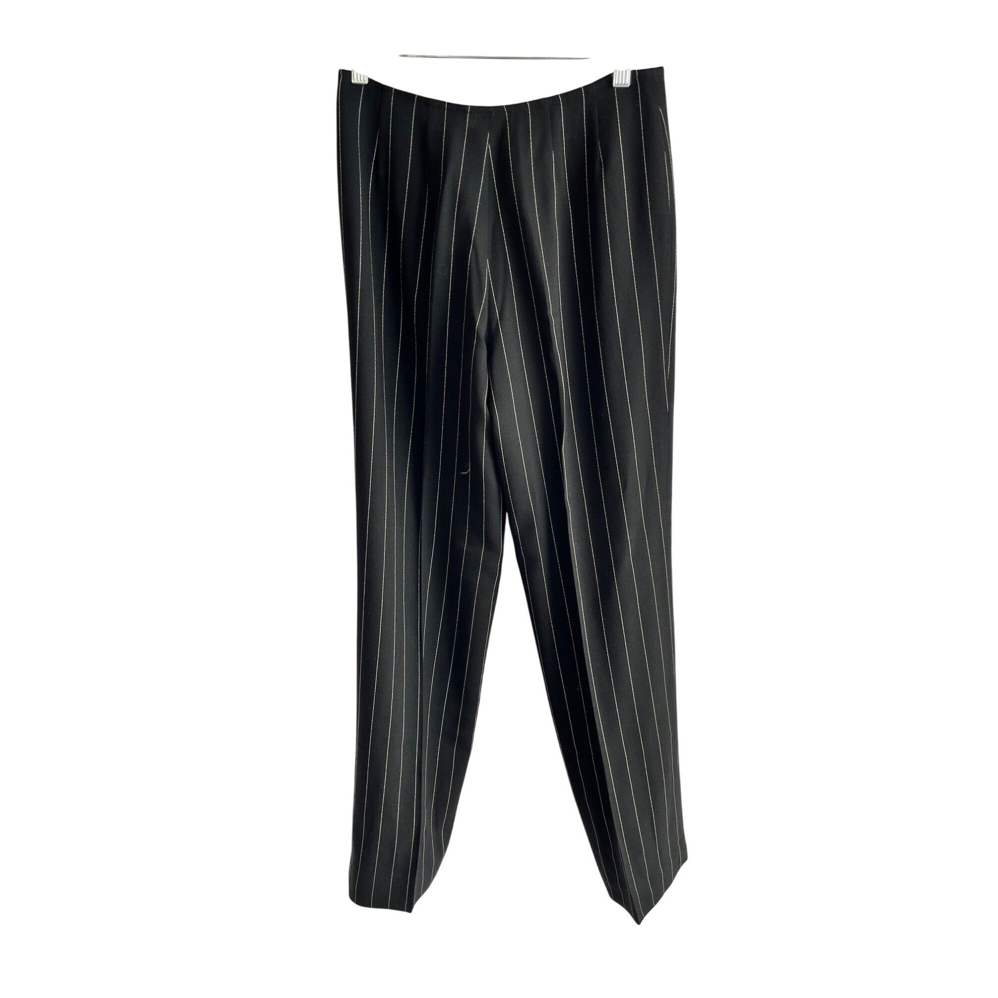 Vintage Worldly Things Pinstriped Wool Pants Womens Sz 12 Black & Wh Size 34" / US 12 / IT 48 - 1 Thumbnail