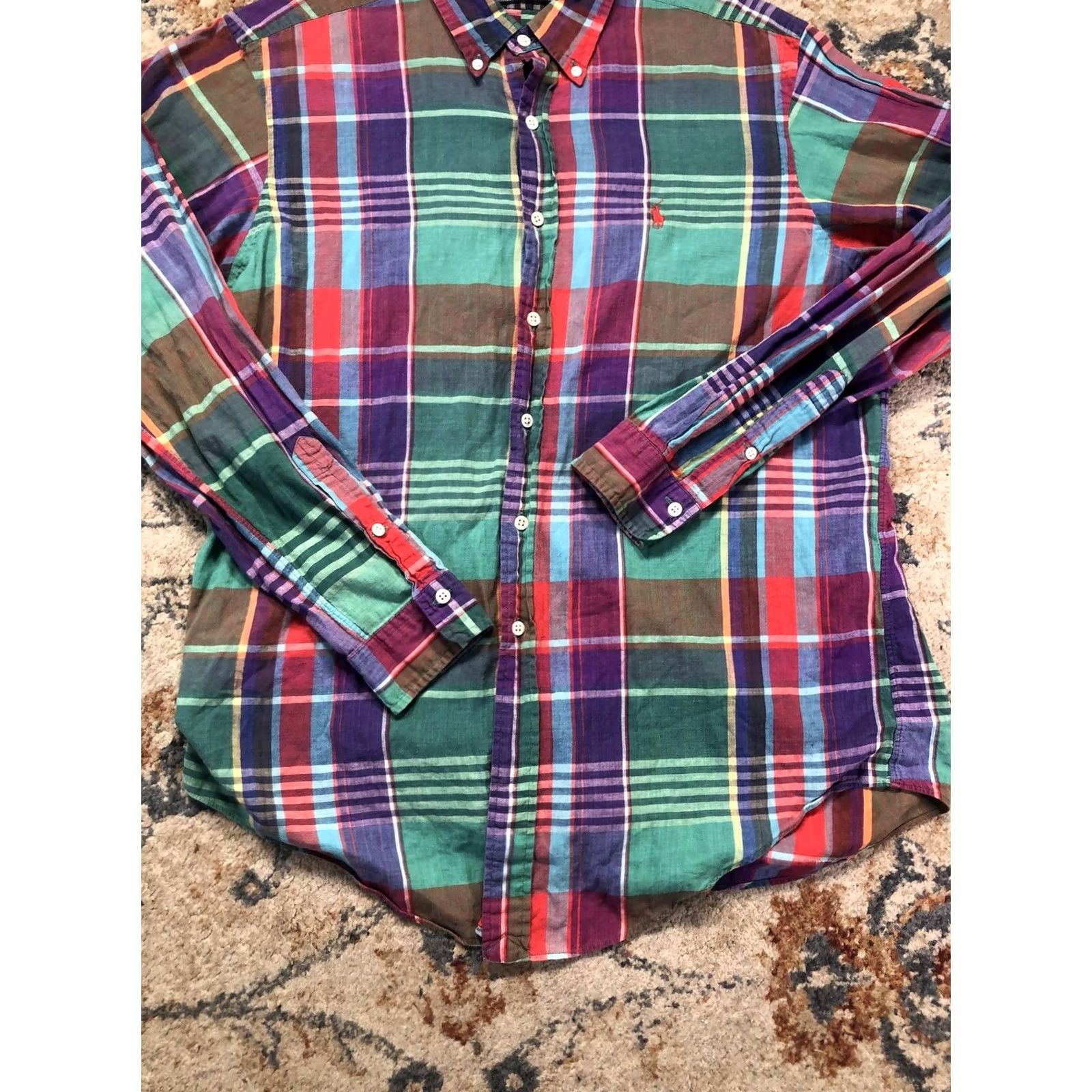 Ralph Lauren Ralph Lauren Shirt Mens Large Multicolor Madras Plaid Long Sleeve Button Down Size US L / EU 52-54 / 3 - 5 Thumbnail
