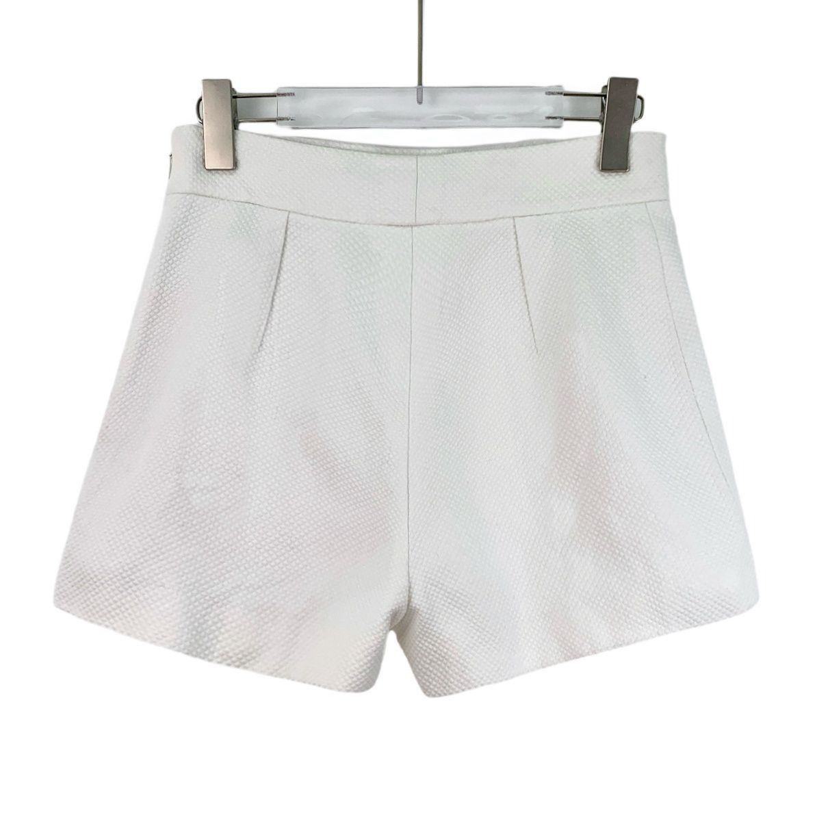 Dior Christian Dior White Textured Cotton High Waist Shorts Made Size 27" / US 4 / IT 40 - 6 Thumbnail