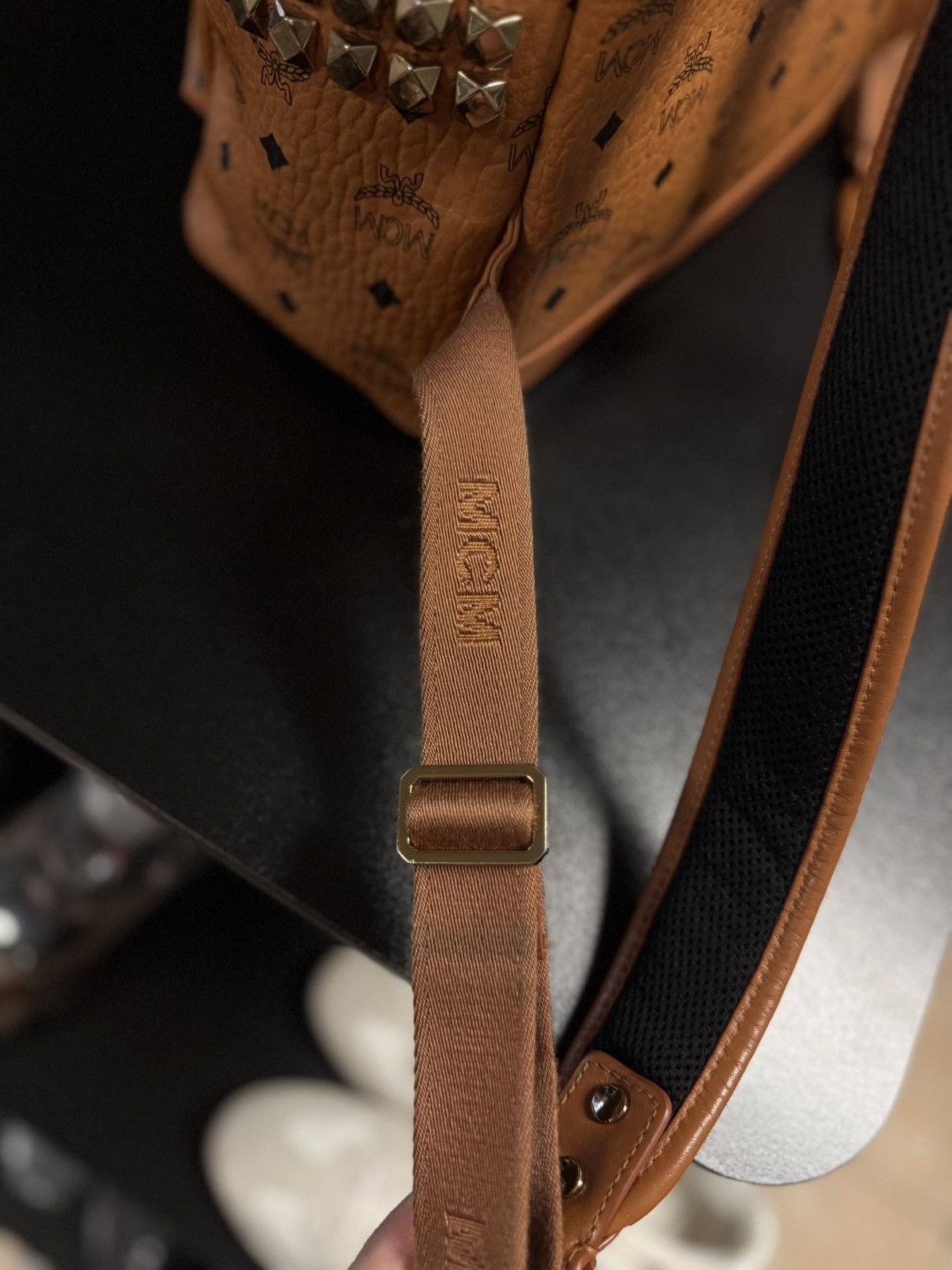 MCM MCM Classic Logo Brown Studs Medium Backpack 🧼 Size ONE SIZE - 17 Thumbnail