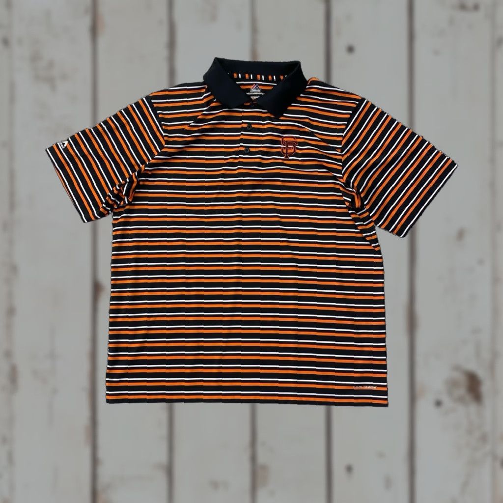 Vintage VINTAGE San Francisco Giants Majestic Polo Shirt XL Striped Men Short Sleeve Orange Golf Walking CoolBase Size US XL / EU 56 / 4 - 1 Thumbnail