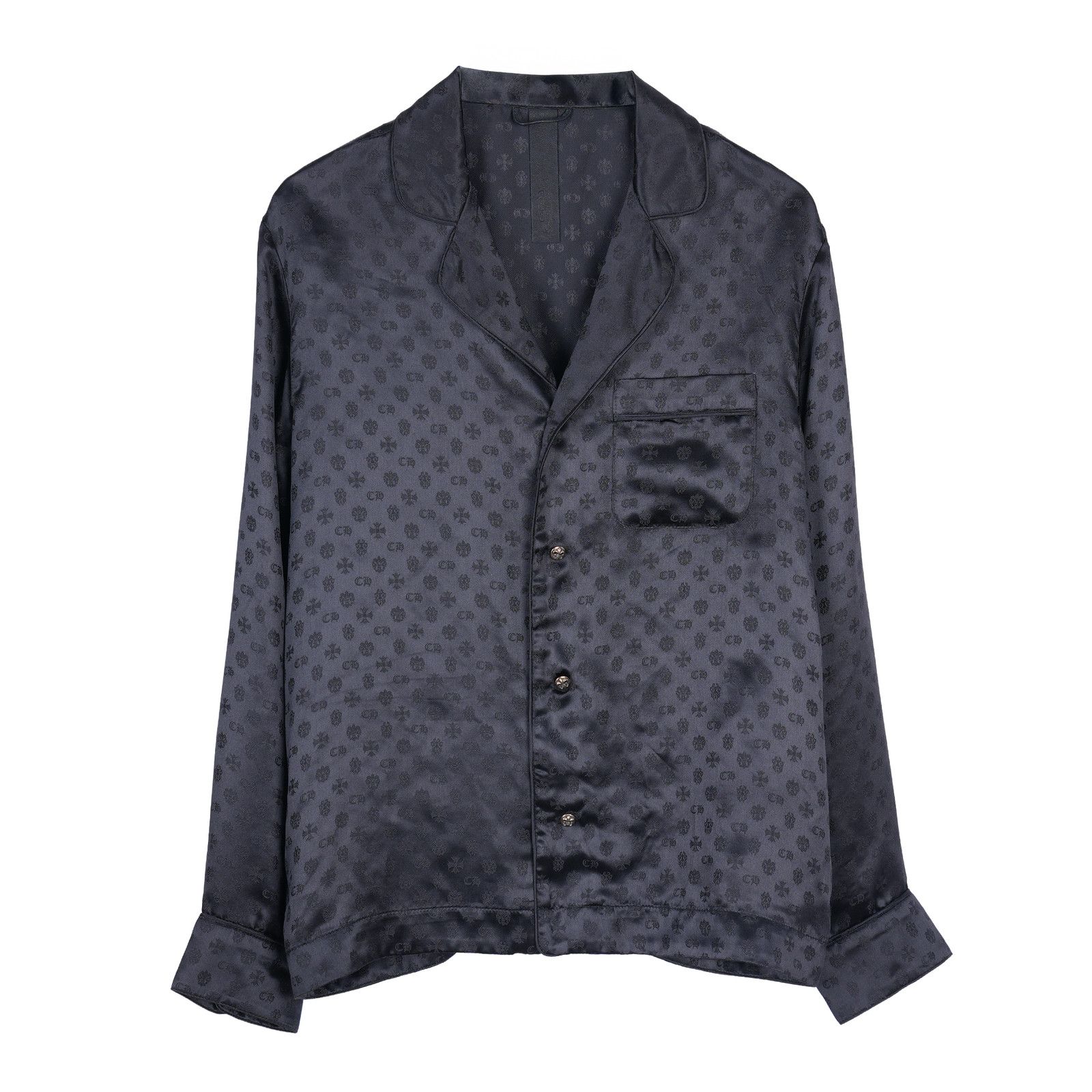CHROME HEARTS SILK BLACK PAJAMA BLACK SHIRT
