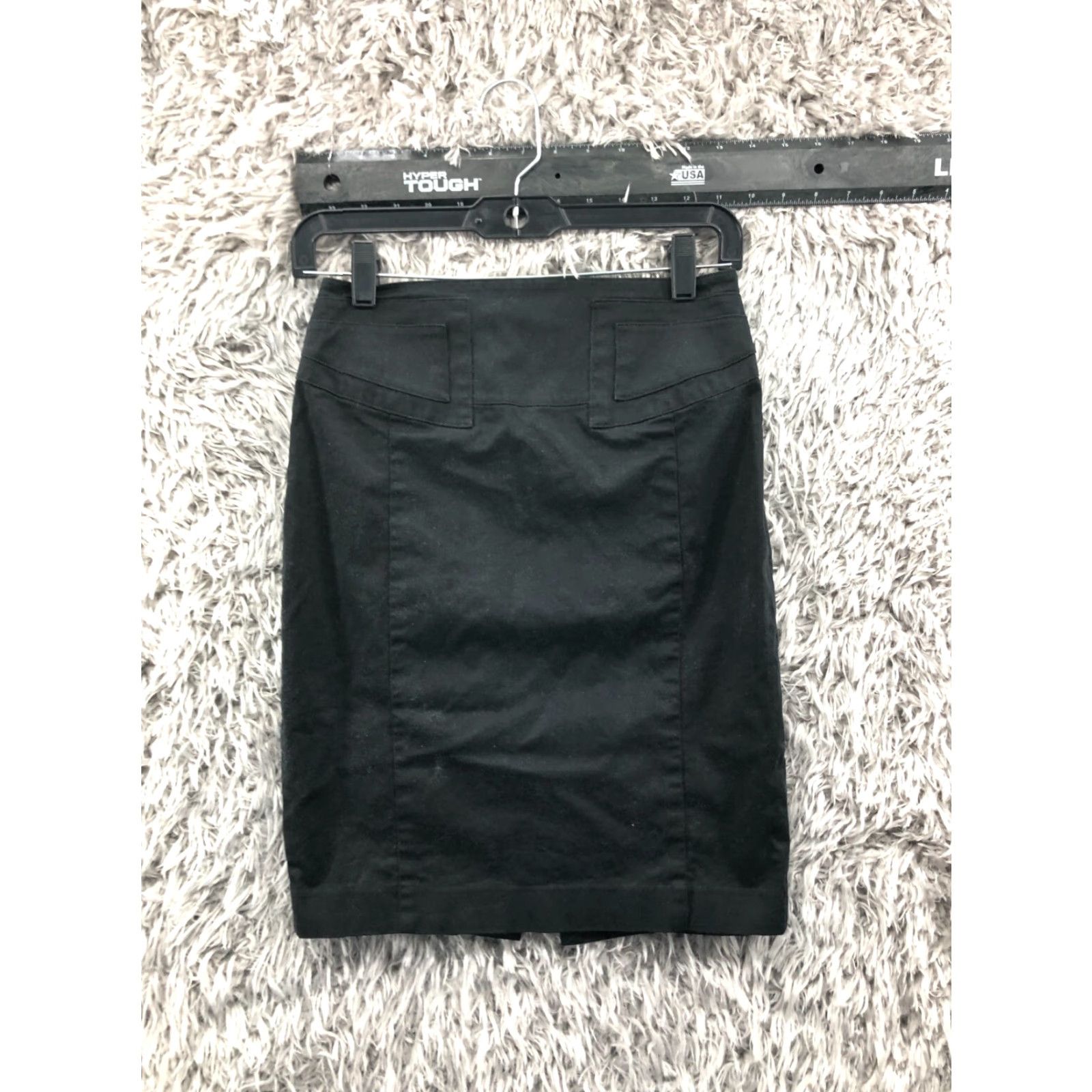 Express Express Womens Skirt Pencil Knee Length Black Slit Belt Buckle Fastener 0 Size Regular Cotton Polyester Spandex Denim Solid Blue!!! Size 25" / US 0 / IT 36 - 6 Thumbnail