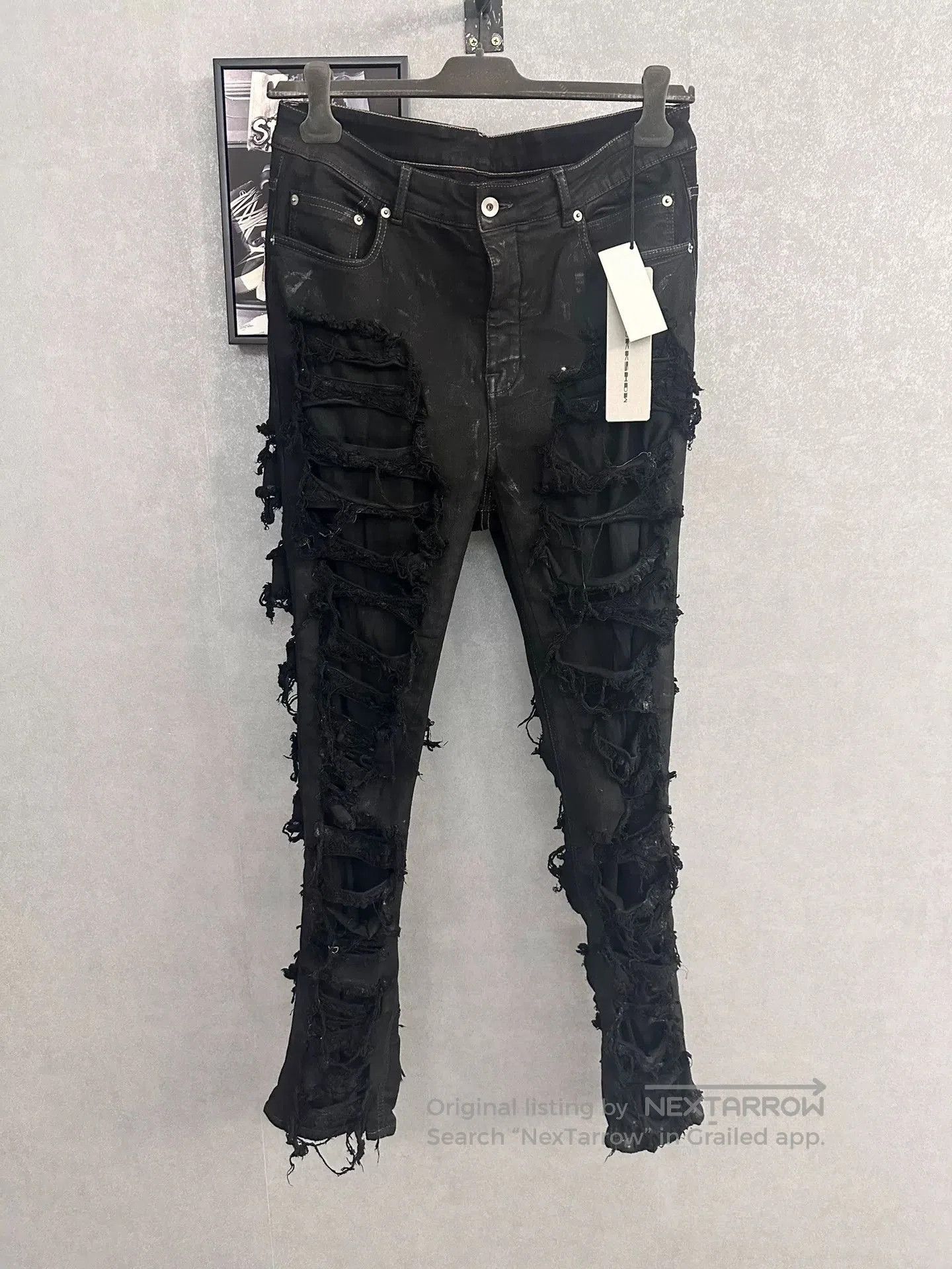 Rick Owens rick owens distressed black denim pants. Size US 33 - 1 Thumbnail