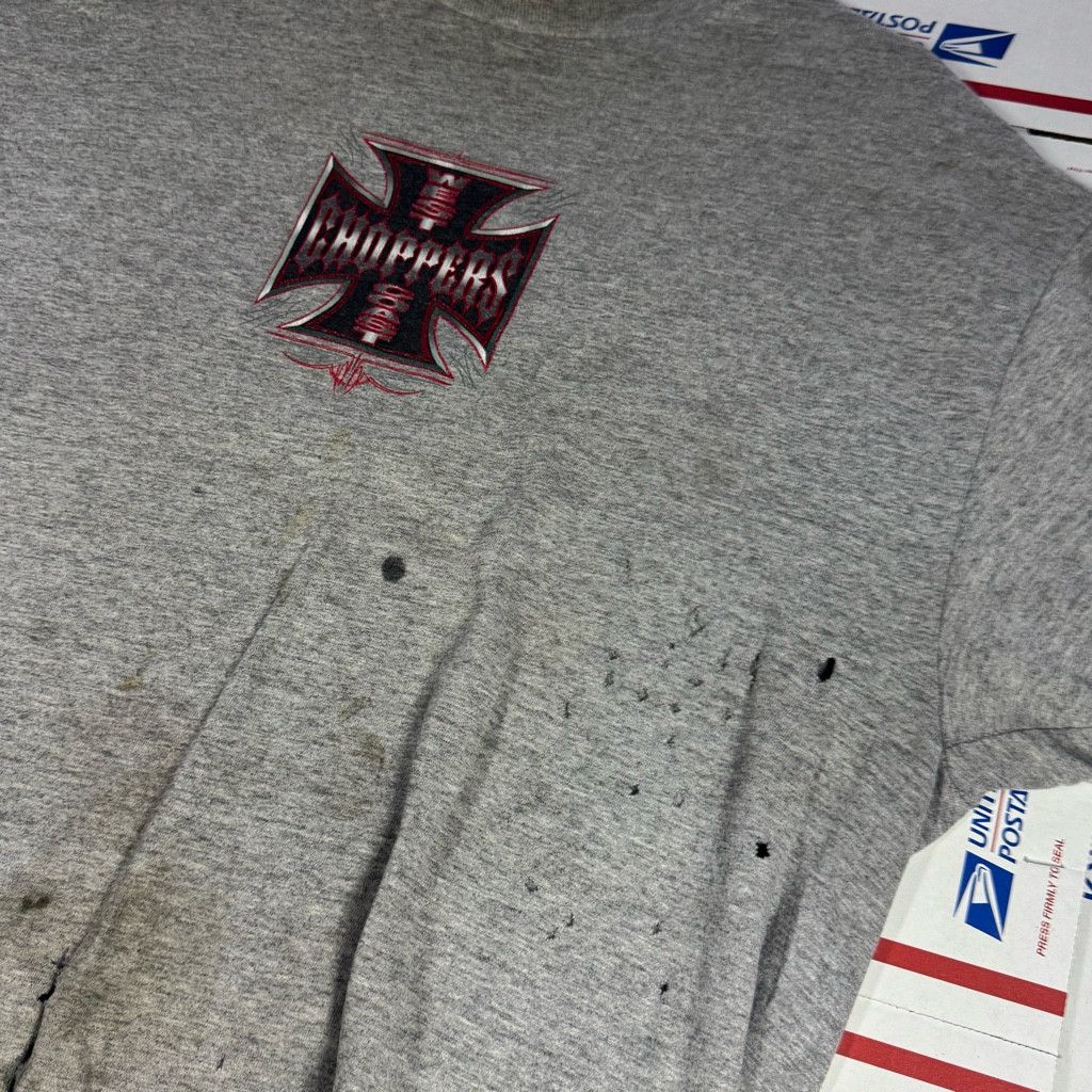 Harley Davidson Thrashed Grey Red West Coast Choppers Vintage Size XL Size US XL / EU 56 / 4 - 5 Thumbnail