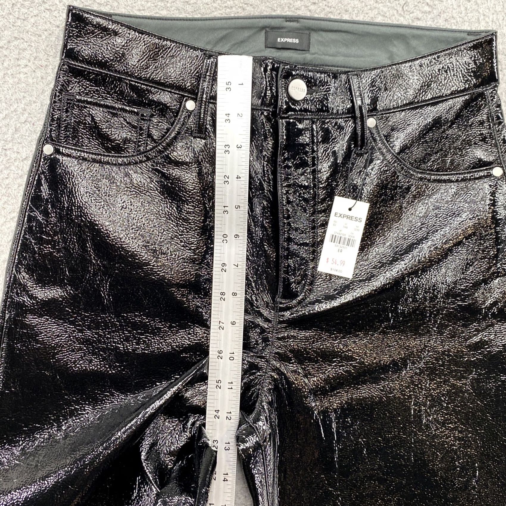 Express Express Pants Women’s Black 6R Polyurethane Straight Chino Modern High Rise Size 6 Black Women Pants Size 28" / US 6 / IT 42 - 7 Thumbnail