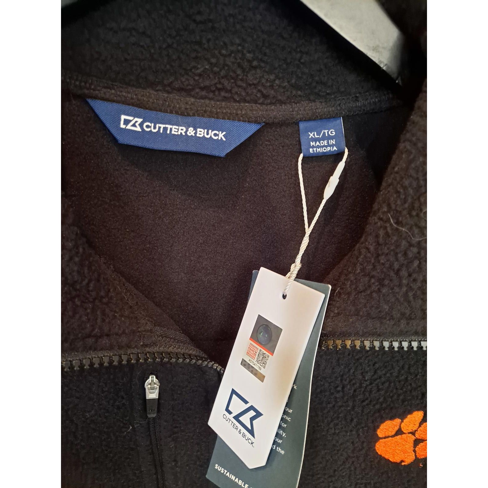 Cutter & Buck New Cutter and Buck Black Fleece Jacket with Orange Clemson Size US XL / EU 56 / 4 - 3 Thumbnail