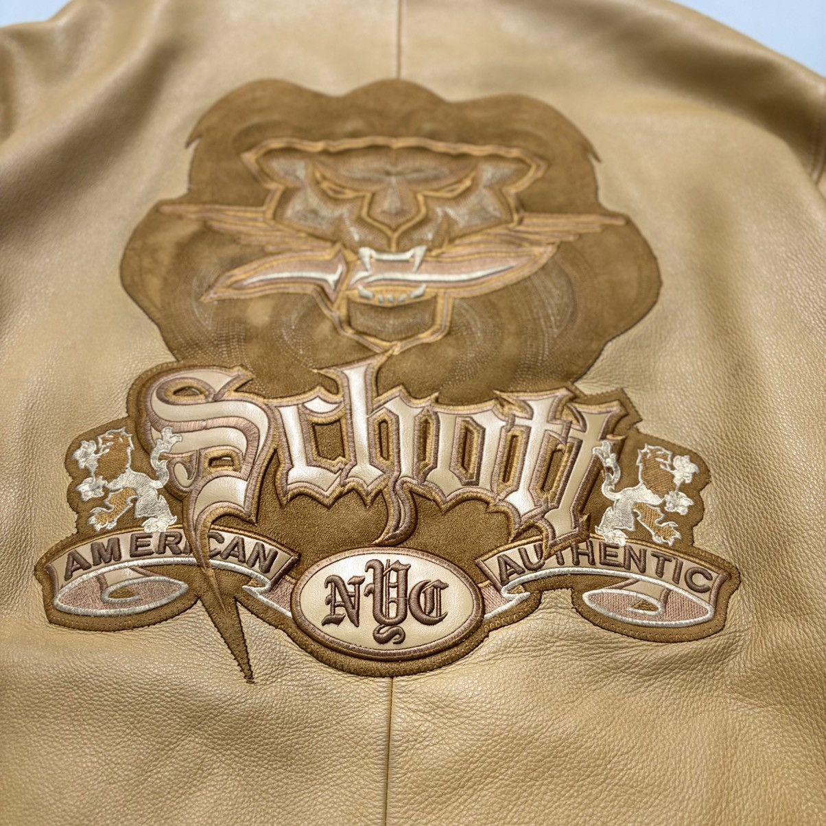 Schott Vintage Schott NYC Embroidered Leather Jacket - 4XL Size US XXL / EU 58 / 5 - 10 Thumbnail