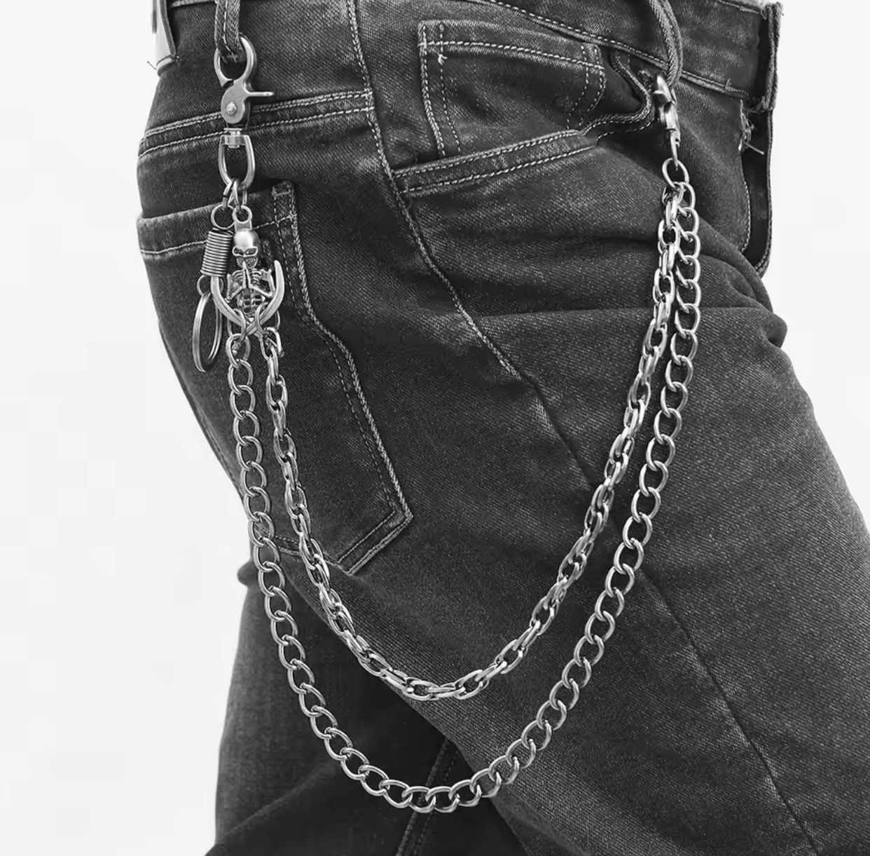 Jewelry skull pendant multi-layer pants chain Size ONE SIZE - 1 Thumbnail