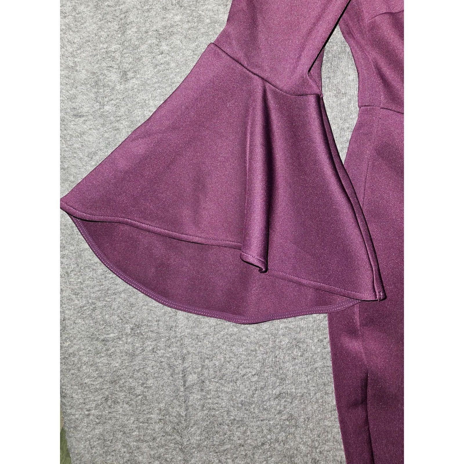 Vintage Eloquii Dress Womens 14 Purple Long Bell Sleeve Sheath Stretch Knit Cocktail Dress Size XL / US 12-14 / IT 48-50 - 3 Thumbnail