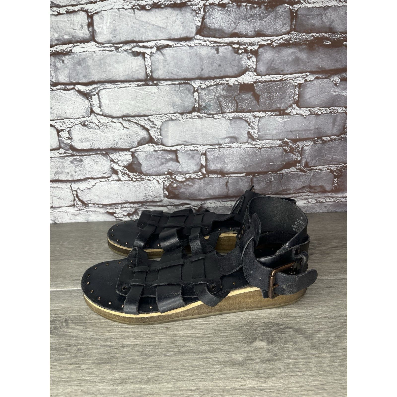 Free People Free People Marianne Black Leather Platform Gladiator Strapp Size US 10.5 / IT 40.5 - 22 Thumbnail