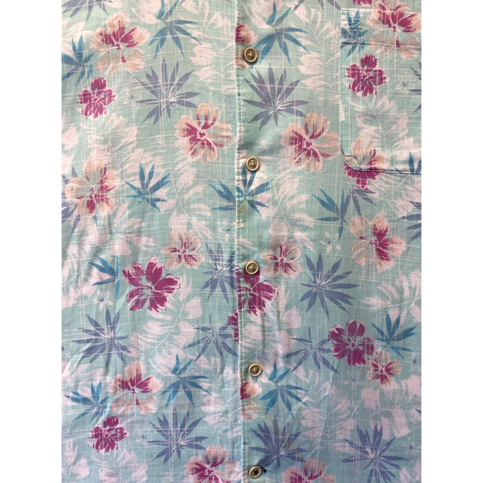 Izod IZOD Saltwater Men's Short Sleeve Cotton Button-Down Shirt XL Blue Floral Casual Size US XL / EU 56 / 4 - 3 Thumbnail