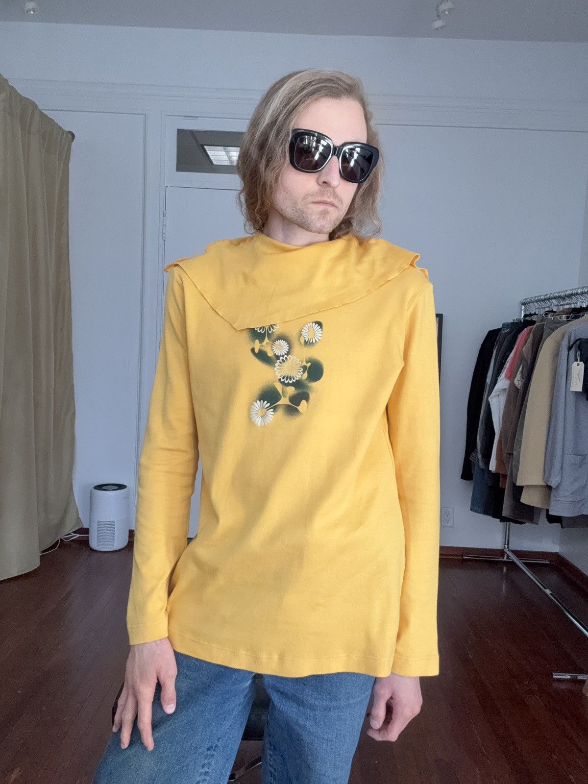Stefan Cooke Stefan Cooke SS19 Runway Shawl Collar Daisy Shirt Size US L / EU 52-54 / 3 - 15 Thumbnail