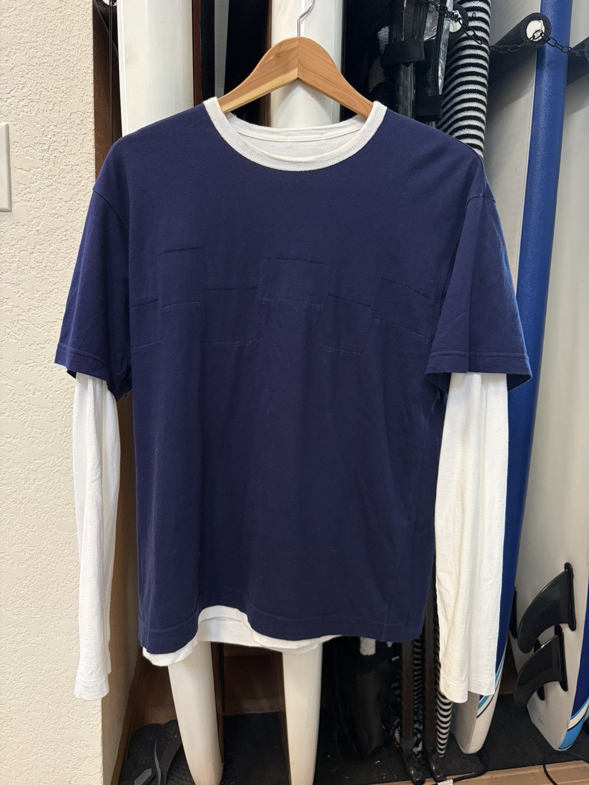 Comme des Garcons Homme AW02 Layered Longsleeve Reversible T Shirt Size US M / EU 48-50 / 2 - 1 Thumbnail