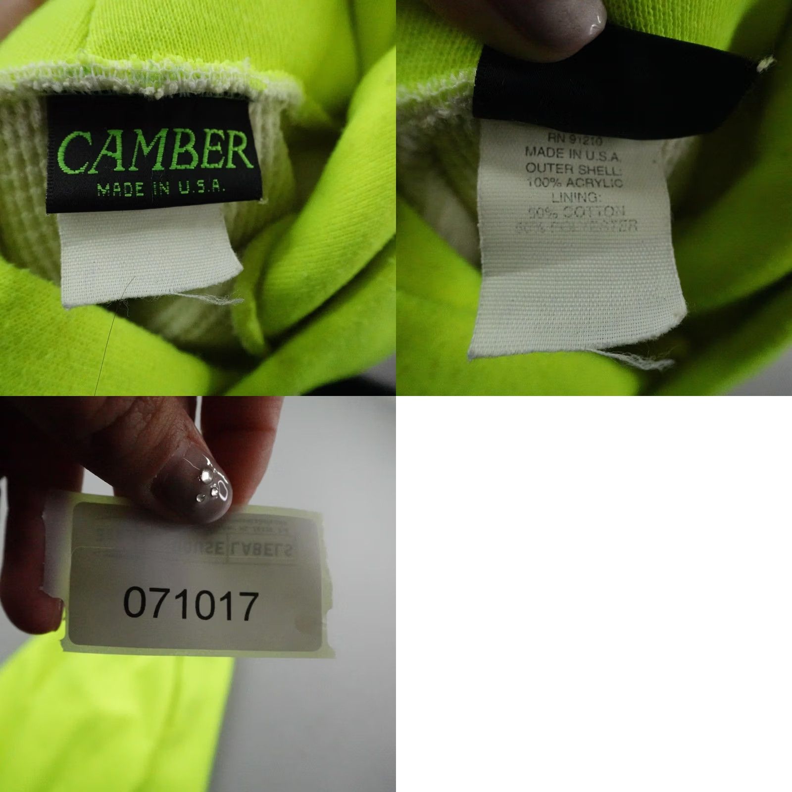 Vintage VINTAGE Camber Hoodie Mens Medium Neon Green Hi Vis Thermal Lined Sweatshirt USA Size US M / EU 48-50 / 2 - 8 Thumbnail