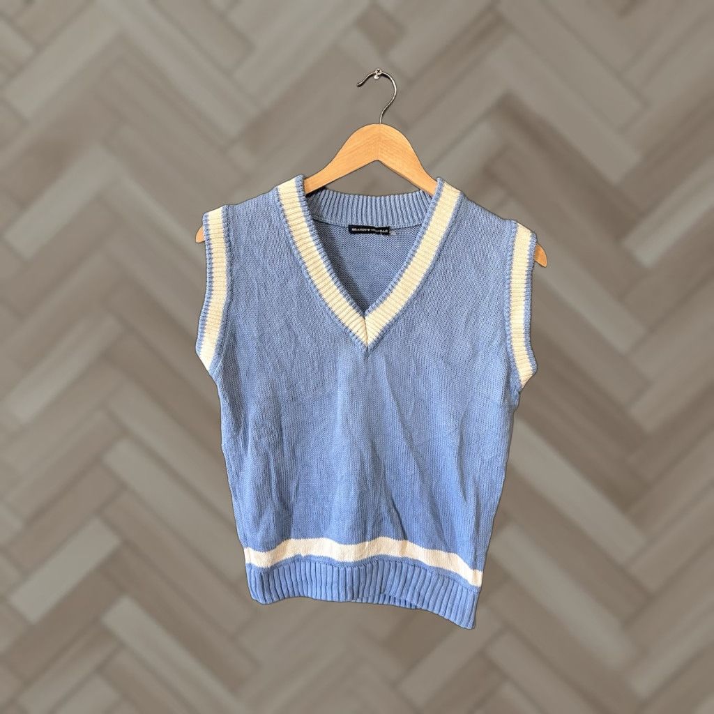 Brandy Melville Brandy Melville Womens Vest Knitted Sleeveless Blue Sweater Size ONE SIZE - 1 Thumbnail