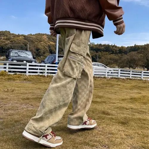 Jean Elastic Waist Mens Chessboard Wide Leg Jeans Size US 30 / EU 46 - 3 Thumbnail