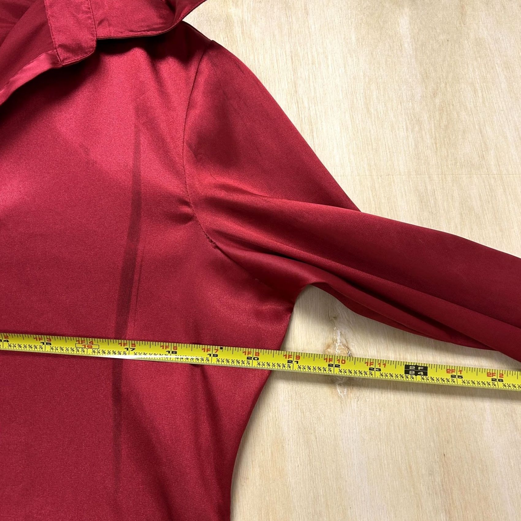 Vintage VINTAGE Anxiety Red Satin Button-Up Blouse Women XL Long Sleeve Collared Top Size XL / US 12-14 / IT 48-50 - 7 Thumbnail
